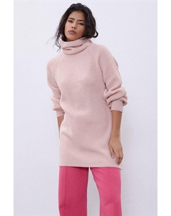 Розовая трикотажная туника с высоким воротником SWK4299PE Sherin