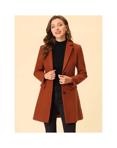 Женское однобортное зимнее длинное пальто с длинными рукавами и зубчатыми лацканами, светло-серый Allegra k