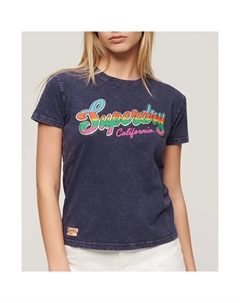 Футболка Cali Sticker Fitted, фиолетовый Superdry