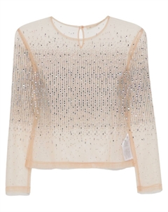 Топ из тюля, украшенный кристаллами, нейтральный Ermanno scervino