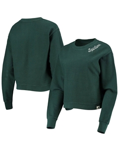 Женская студенческая одежда зеленого цвета, укороченный пуловер Spartans из кордной древесины штата Мичиган, толстовка Unbranded