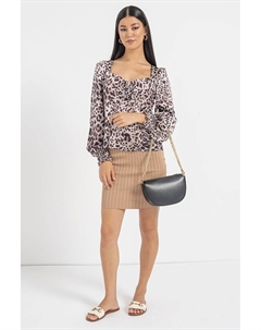 Блузка с принтом и рукавами-фонариками, черный Guess