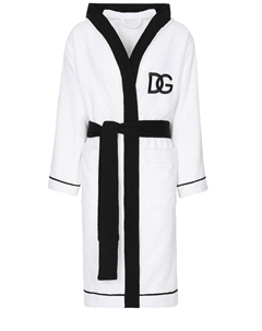 Халат с капюшоном и логотипом Casa, цвет Black & White Dolce&gabbana
