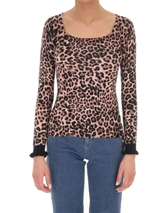 Свитер с широким воротом и леопардовым принтом, мультиколор Liu jo