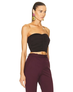 Топ без рукавов со сборками, темно-коричневый Saint laurent