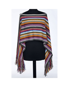 Многоцветное шерстяное женское пончо Missoni