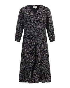 Платье Midi Mit Blumenprint, черный Usha