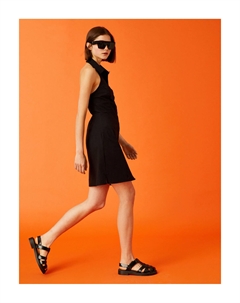 Мини-платье-рубашка с бретелькой на шее, черный Koton