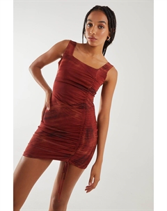 Мини-платье Saturn с квадратным вырезом и сеткой, оранжевый Pink vanilla