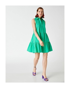 Мини-платье-рубашка из поплина без рукавов, зеленый Koton