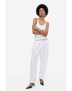 Зауженные брюки из смесового льна, белый H&m