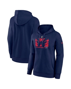 Женский пуловер с капюшоном темно-синего цвета с логотипом Washington Capitals Authentic Pro Core Collection и v-образным вырезом Fanatics