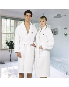 Linum Текстиль для дома Турецкий хлопок Персонализированный атласной отделкой Вафельный махровый белый халат Linum home textiles