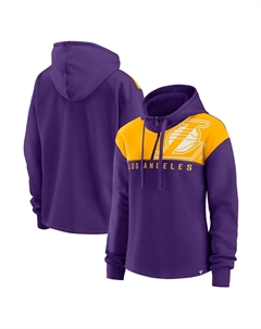 Женская толстовка с капюшоном с молнией на четверть и фиолетовым логотипом Los Angeles Lakers Fanatics