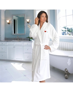 Хлопковый махровый халат с вышивкой "I Love You", темно-синий Linum home textiles