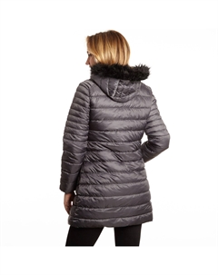 Женский пуховик Poly 3/4 с прикрепленной отделкой из искусственного меха на капюшоне, красный Excelled