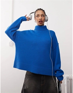 Джемпер с высоким воротом из шерсти Dita в цвете «голубой меланж» Weekday