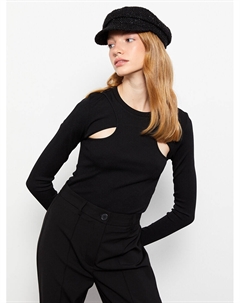 Простая женская футболка с круглым вырезом и длинными рукавами, новый черный Xside