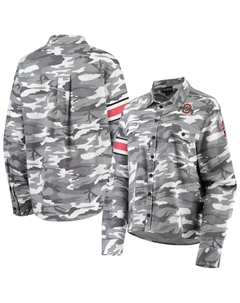 Женская серая фланелевая рубашка с длинным рукавом и камуфляжным принтом The Wild Collective Ohio State Buckeyes Unbranded