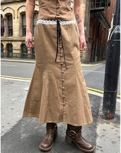 Юбка X Daisy Birchall Bow Detail Button Through Midi, темно-бежевый Labelrail