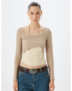 Лонгслив Shirt, темно-бежевый Koton