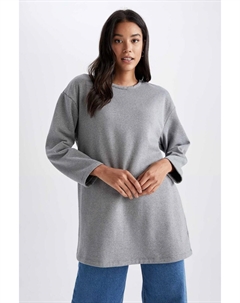 Туника стандартного кроя с длинными рукавами, серый Defacto