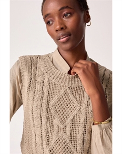 2 в 1 100% хлопок, трикотажный свитер с открытыми петлями, майка и рубашка, нейтральный Next