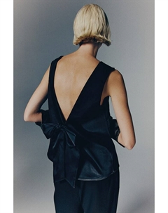 Топ с бантом сзади, черный H&m