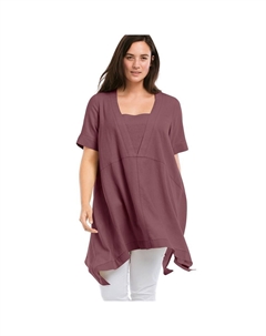 Женская туника из льняной смеси больших размеров с платиновым краем, цвет Vintage Plum Ellos