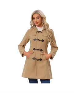 Женский дафлкот с капюшоном и пуговицами, зимняя верхняя одежда, цвет Khaki Allegra k