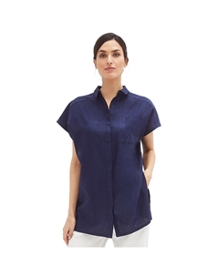 Женская туника большого размера из смесового льна больших размеров, темно-синий Ellos