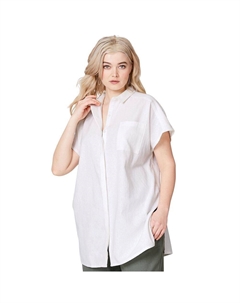 Женская туника большого размера из смесового льна больших размеров, белый Ellos