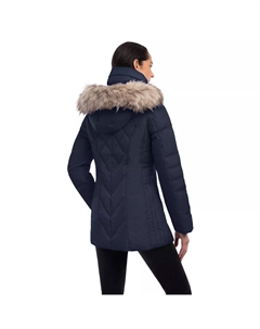 Женский пуховик с капюшоном из искусственного меха, черный Tower by london fog