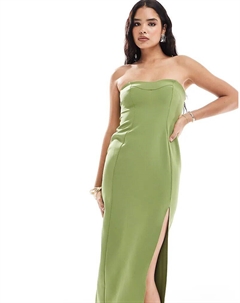 Миди-платье-бандо в форме сердца зеленого цвета Asos design