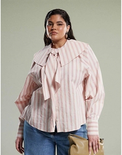 Рубашка с большим воротником и галстуком в розовую полоску Asos