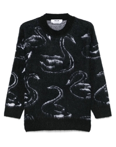 Жаккардовый свитер с узором, черный Msgm