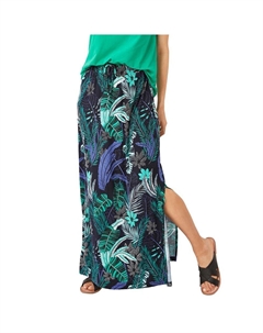 Женская трикотажная длинная юбка больших размеров, цвет Black Tropical Print Ellos