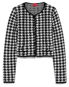 Кардиган с узором «гусиная лапка», черный Hugo