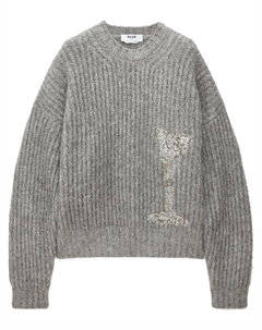 Декорированный джемпер с круглым вырезом, серый Msgm