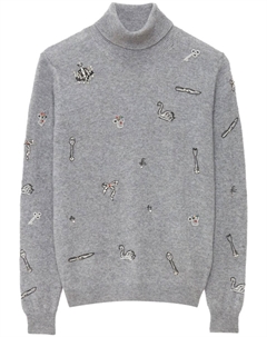 Декорированный джемпер с высоким воротником, серый Msgm