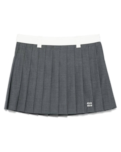 Плиссированная мини-юбка, серый Miu miu
