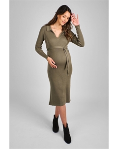 Платье для беременных в рубчик с воротником, зеленый Jojo maman bébé