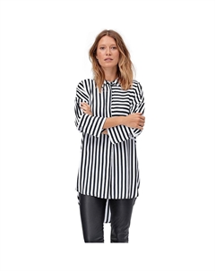 Женская туника хай-лоу больших размеров, цвет White Black Stripe Ellos