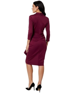 Платье Short Scuba Collar Side Ruffle, цвет Wine Xscape
