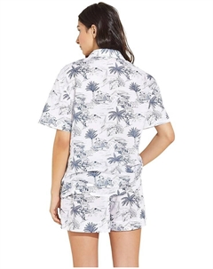 Пижамный комплект Organic Sandwashed Cotton Printed - The Short PJ Set, цвет Riviera Toile Coastal Blue Eberjey