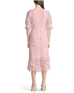 Платье Did It My Way - Puff Sleeve Lace Midi Dress, цвет Pale Pink Steve madden
