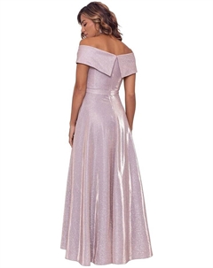 Платье Off-the-Shoulder Long Glitter Dress, цвет Blush/Silver Xscape