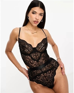 Черное кружевное боди на косточках Hold Me Tight Ann summers