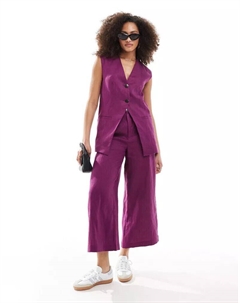 Фиолетовый однотонный льняной жилет Scalpers