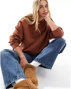 Коричневый свободный свитшот с v-образным вырезом Asos